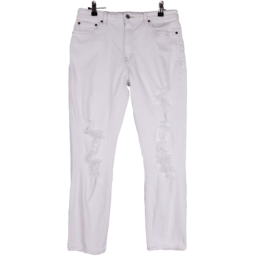 Abercrombie Fitch Simone High Rise Slim Jeans Womens 30R White Distressed Y2K